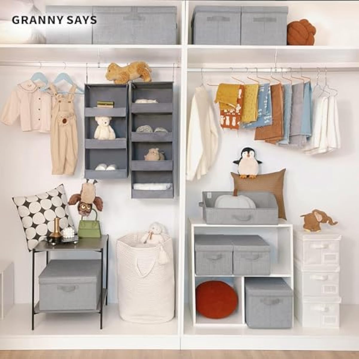 GRANNY SAYS 3-Shelf Hanging Closet Organizer and Storage, Collapsible Hanging Closet Shelves, Hanging Organizer for Closet & RV, Gray, 29 ½" H X 12" W X 12" D, 1-Pack