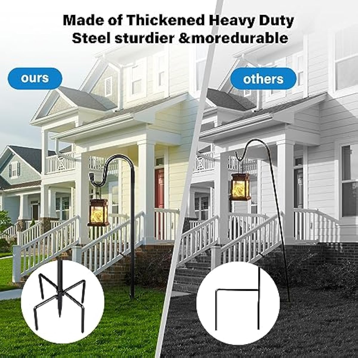 Shepherd Hooks for Outdoor, 2 Pack 78 Inch Bird Feeder Pole with 5 Prongs Base for Hanging Lantern, Hummingbird Feeder, Lightweight Plant, Shepherds Hook for Bird Feeders for Outside