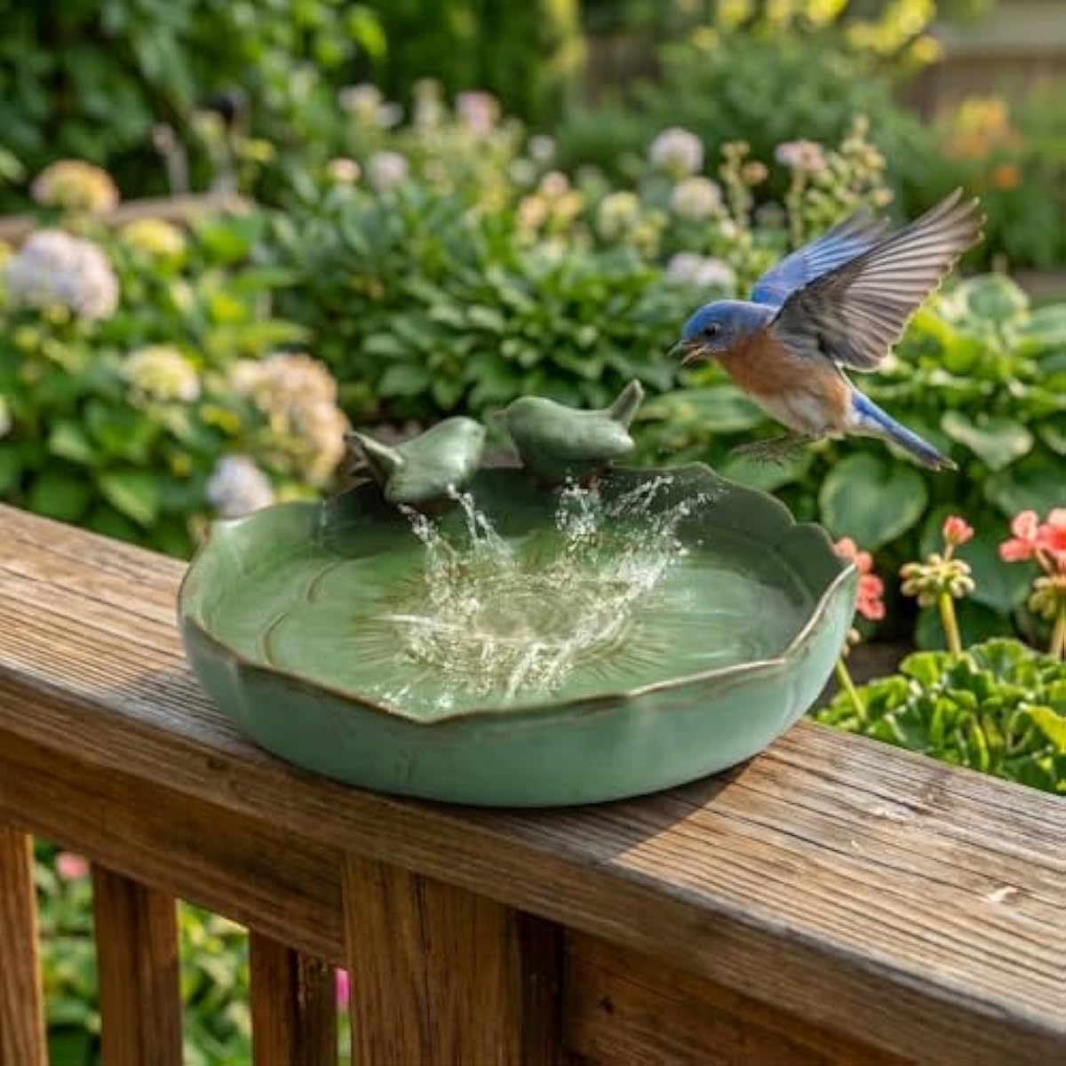 Ceramic Bird Bath for Outside on Ground, 9.45-Inch Birds Bath Bowl Only, Ground Bird Feeders and birdbath for Outdoors, Garden, Tabletop, Deck, Balcony and Lawn