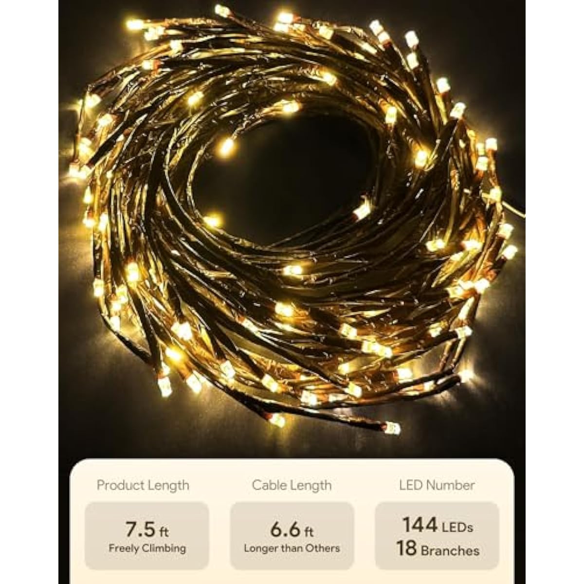 Enchanted Willow Vine Lights with Remote, Christmas Swags Decorations Indoor Room Decor, 18 Branches 144 LEDs Lighted Willow Vine Lights for Walls Bedroom Home Decor