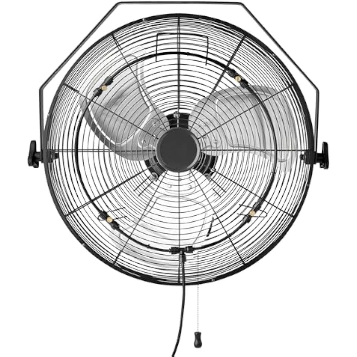 Amazon Basics 18" Outdoor Heavy-Duty Misting Fan, Wall-Mounted, Industrial, Waterproof (IP44), With Tilt Head, Metal Blades, Dual Ball Bearing Motor, 3 Speeds Up to 1550 RPM and 3781 CFM, Black