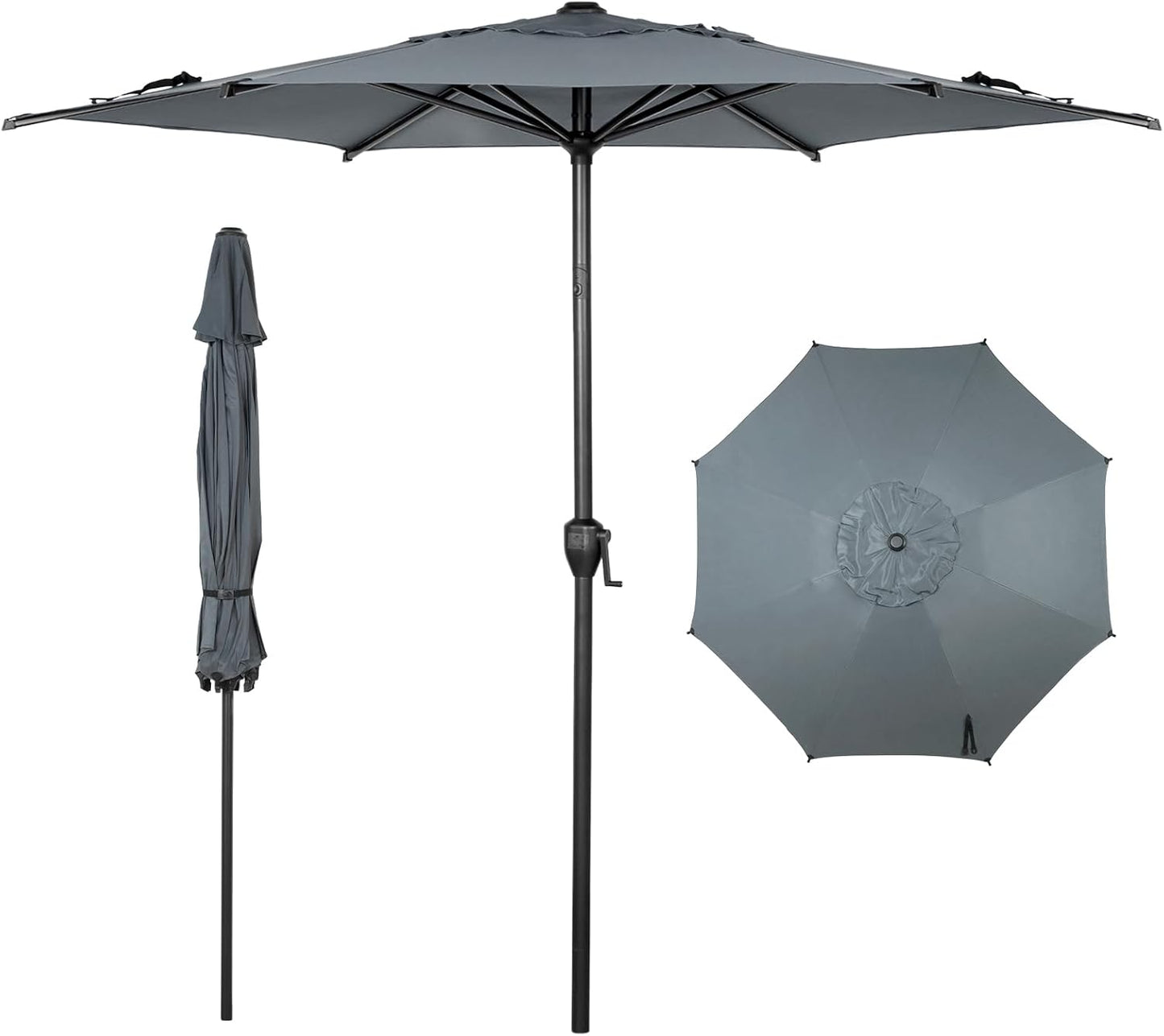 Abba Patio 9FT Lyon Outdoor Patio Umbrella Outdoor Table Umbrella with Push Button Tilt and Crank Market Umbrella 8 Sturdy Ribs UV Protection Waterproof for Garden Deck Backyard Pool, Black & Ivory