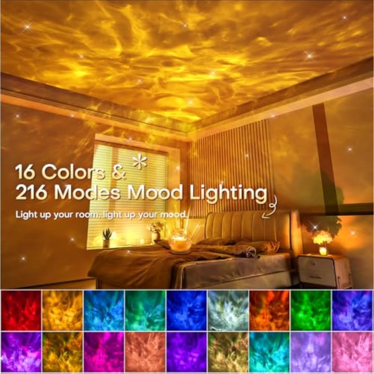 Ambient Lighting, 216 Modes Mood Lighting, 3-in-1 Sunset Lamp & Ocean Lamp & Northern Lights Projector with Remote, Room Lights for Bedroom,Gifts for Teenage Girls,13 Year Old Girl Gifts