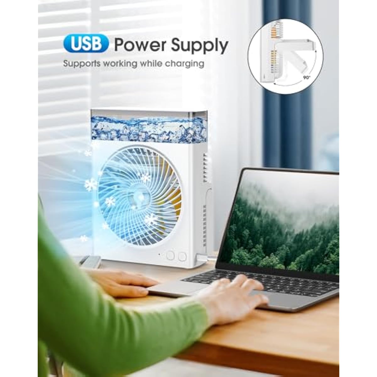 Misting Fan Portable, 8000mAh 8-Inch Rechargeable Battery Operated Fan with 600mL Water Tank, Cooling Desk Misting Fans for Outside, Perfect Quite Mist Water Spray Fans for Home Office Camping Patio