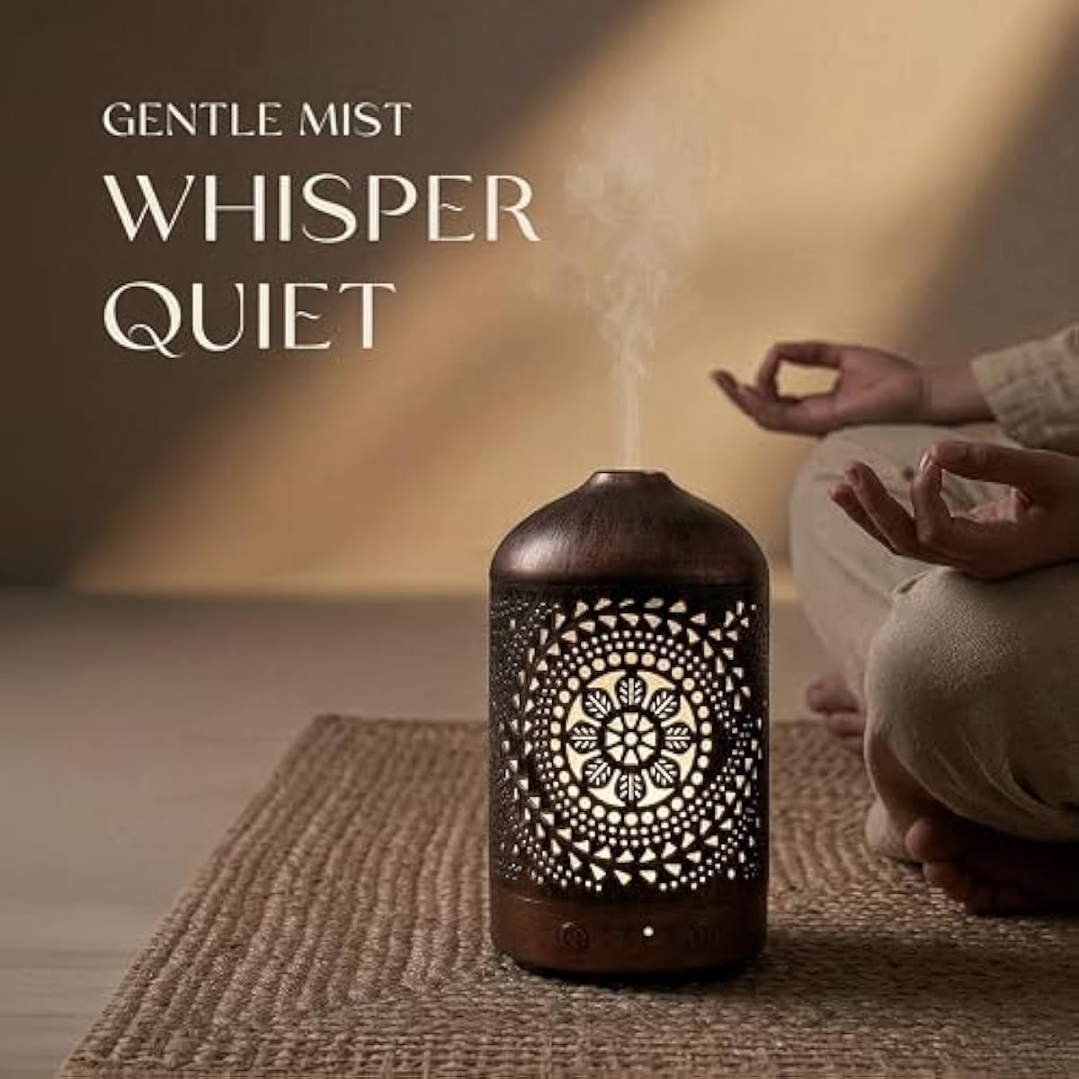 Earnest Living Essential Oil Diffuser Metal Diffuser 100 ml Timers Night Lights and Auto Off Function Home Office Humidifier Aromatherapy Boho Decor Gift