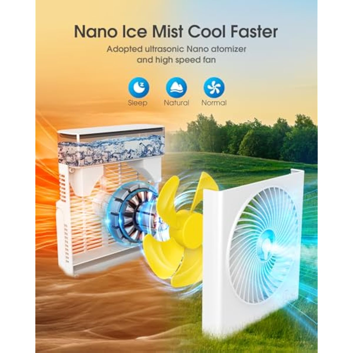 Misting Fan Portable, 8000mAh 8-Inch Rechargeable Battery Operated Fan with 600mL Water Tank, Cooling Desk Misting Fans for Outside, Perfect Quite Mist Water Spray Fans for Home Office Camping Patio