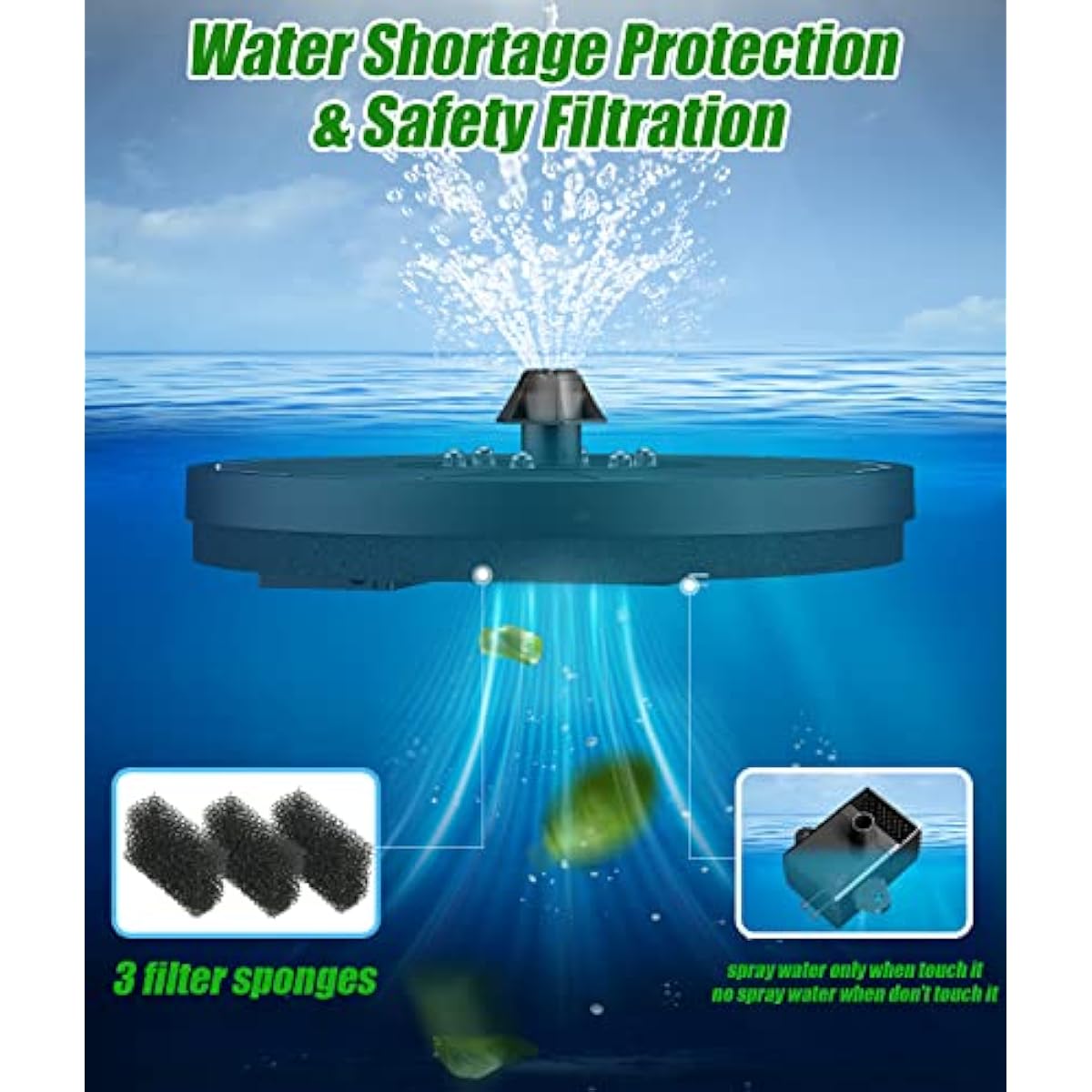 SZMP Solar Water Fountain Upgraded 100% Glass Panel, 3.5W Solar Powered Fountains Built-in 2000 Battery with 7 Nozzle & 4 Fixer, Solar Fountain Pump for Bird Baths, Pond, Outdoor