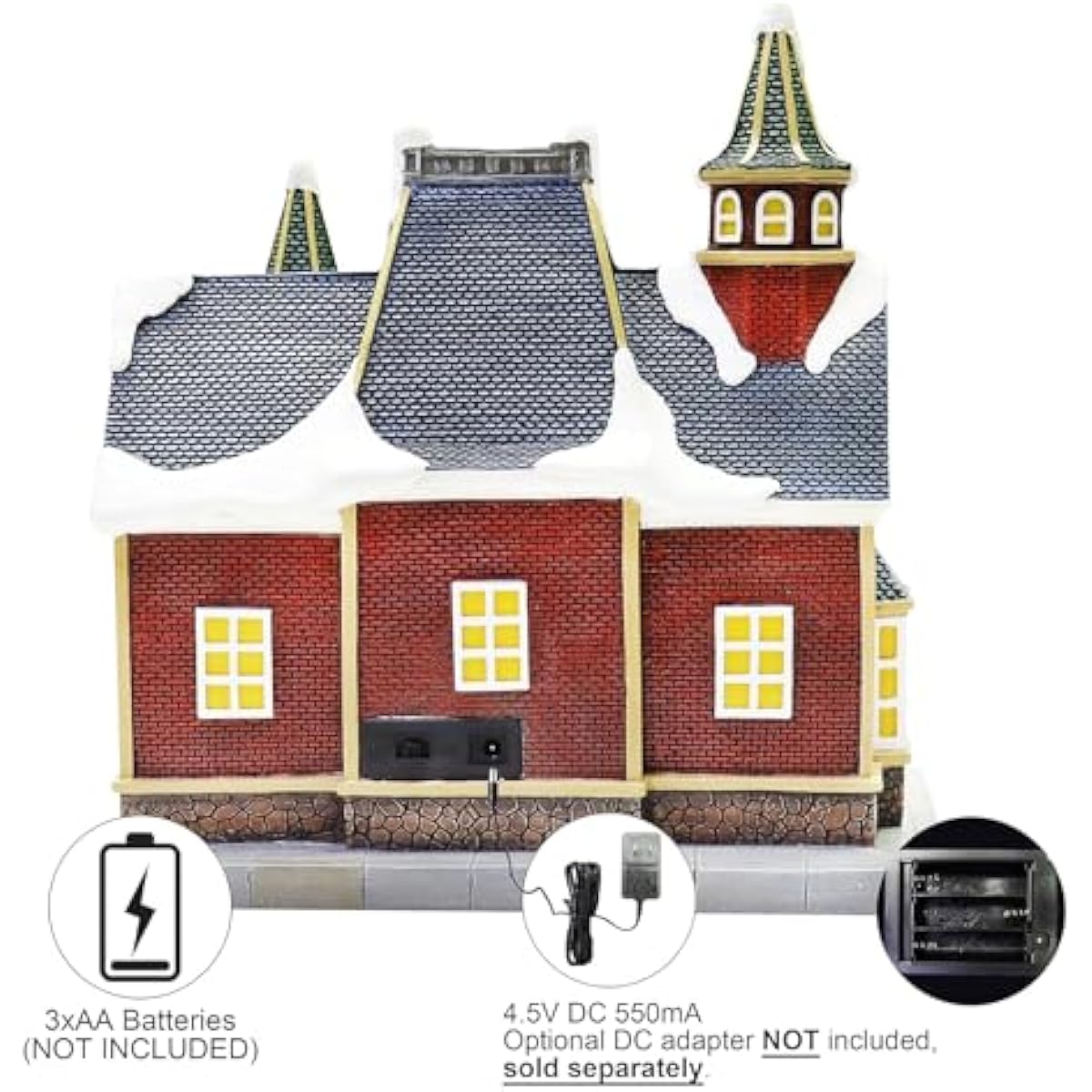 MOMENTS IN TIME Lighted Christmas Village Building Breakfast Nook LED Lights Music Battery Operated Plays 8 Holiday Songs Optional 4.5V Adapter Gift Wrapped Ready Décor