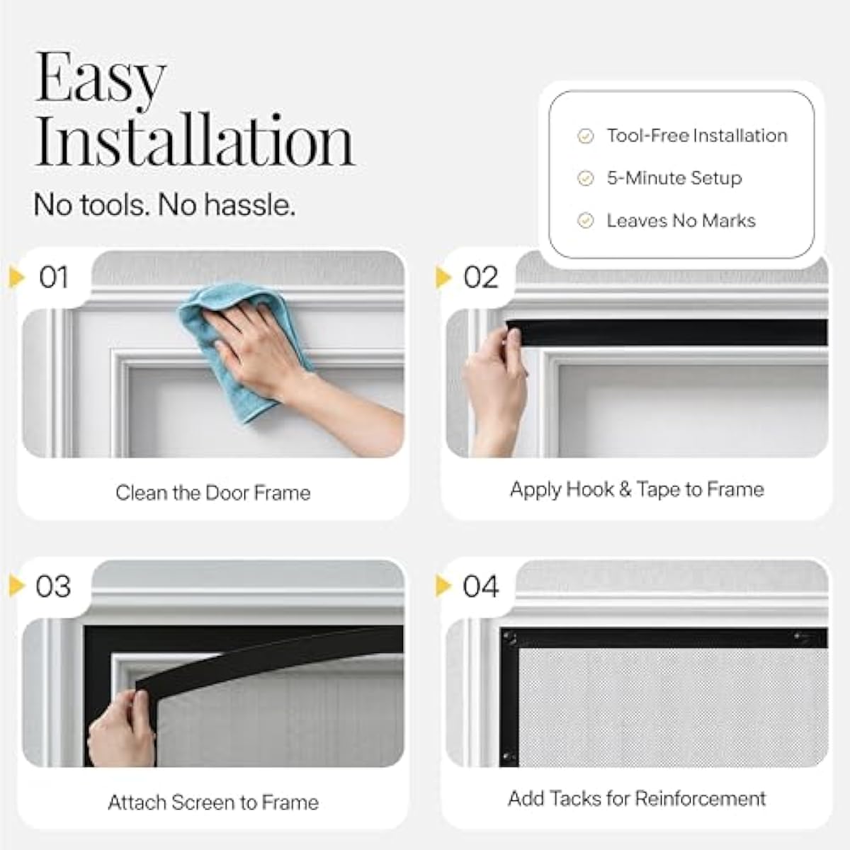 AUGO Magnetic Screen Door - Self Sealing, Heavy Duty, Hands Free Mesh Partition Keeps Bugs Out - Pet and Kid Friendly - Patent Pending Keep Open Feature - 38 Inch x 83 Inch