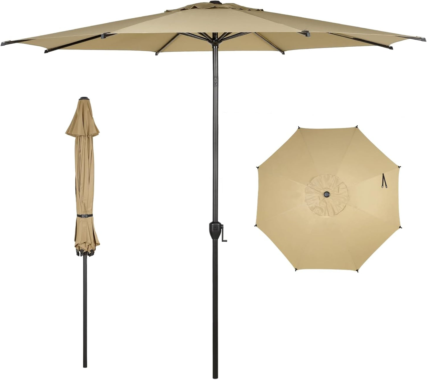 Abba Patio 9FT Lyon Outdoor Patio Umbrella Outdoor Table Umbrella with Push Button Tilt and Crank Market Umbrella 8 Sturdy Ribs UV Protection Waterproof for Garden Deck Backyard Pool, Black & Ivory