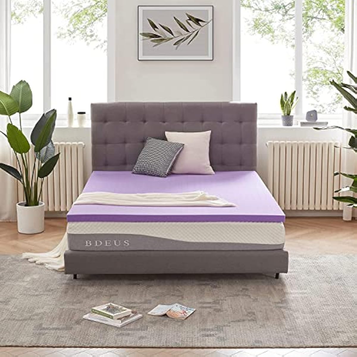 SINWEEK 1.5 Inch Gel Memory Foam Mattress Topper Ventilated Soft Pressure Relieve Mattress Pad, Breathable Bed Topper, CertiPUR-US Certified, Queen Size