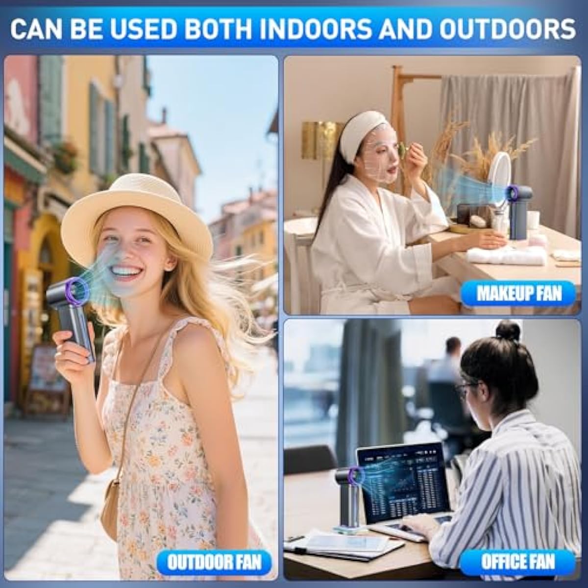 Portable Handheld Fan, Powerful Mini Hand Held Fan, 5000mAh Rechargeable, Digital Display, 1-199 Speeds Adjustable, Personal Fan for Travel Outdoor Camping Home Makeup Commuting, Gifts for Women Men