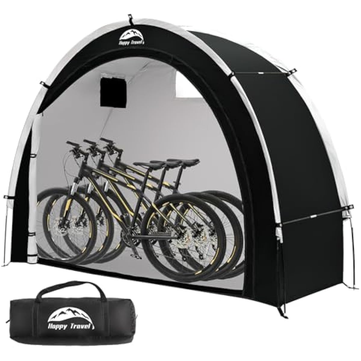 Happy Travel Bike Storage Shed Tent,Outdoor Portable Bicycle Storage Sheds with 210D Oxford Fabric PU4000 Waterproof for 2/3/4/6/8 Bikes,Bike Covers Shelter for Motorcycle,Garden Tools,Toys,Lawn Mower