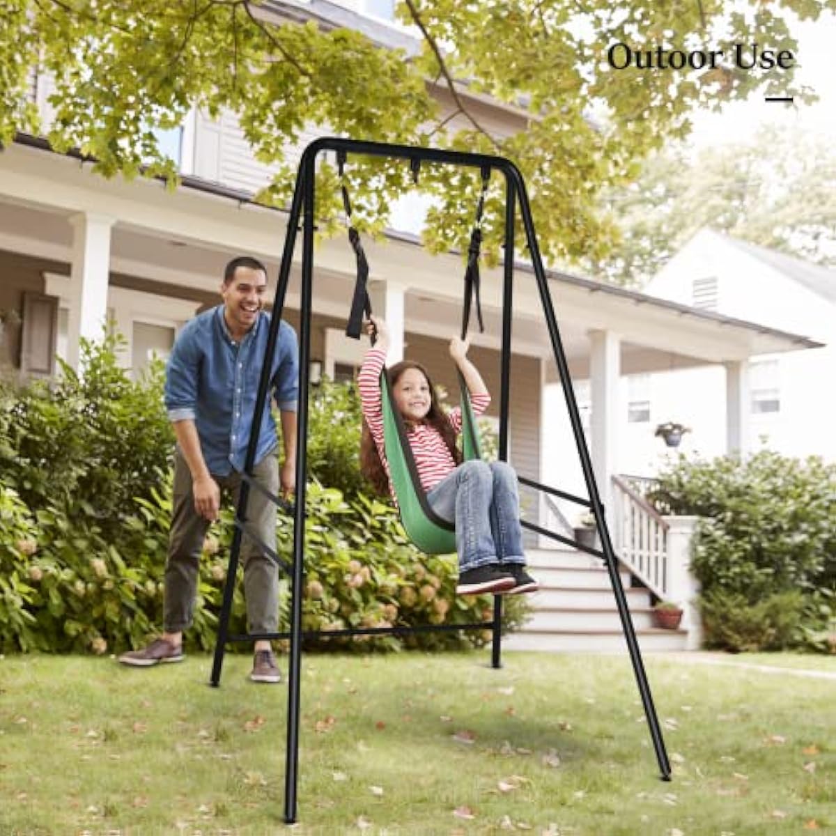 ONCLOUD Upgraded Hammock Chair Stand Metal Swing Stand Frame, Heavy Duty Steel Hammock Stand Only for Porch, Backyard, Indoor or Outdoor, Black