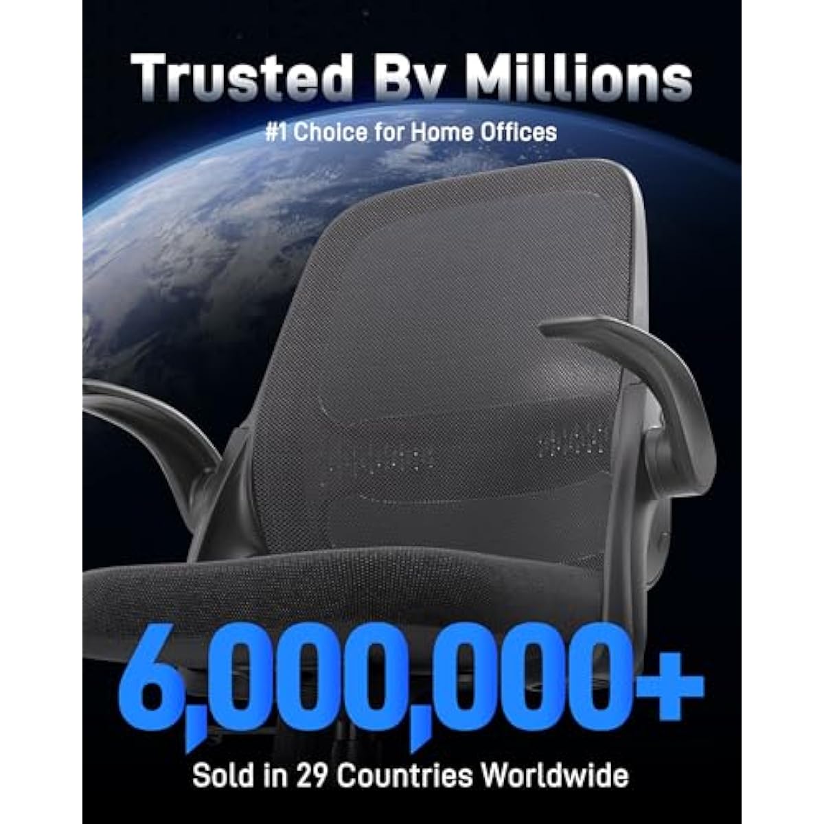 Ergonomic Mesh Office Chair for Home Office, Flip-Up Arms, Breathable Mesh Back & Thick Seat Cushion, Swivel Rolling Computer Desk Chair, BIFMA Certified, Supports 300 lbs (Black Frame/Black Seat)