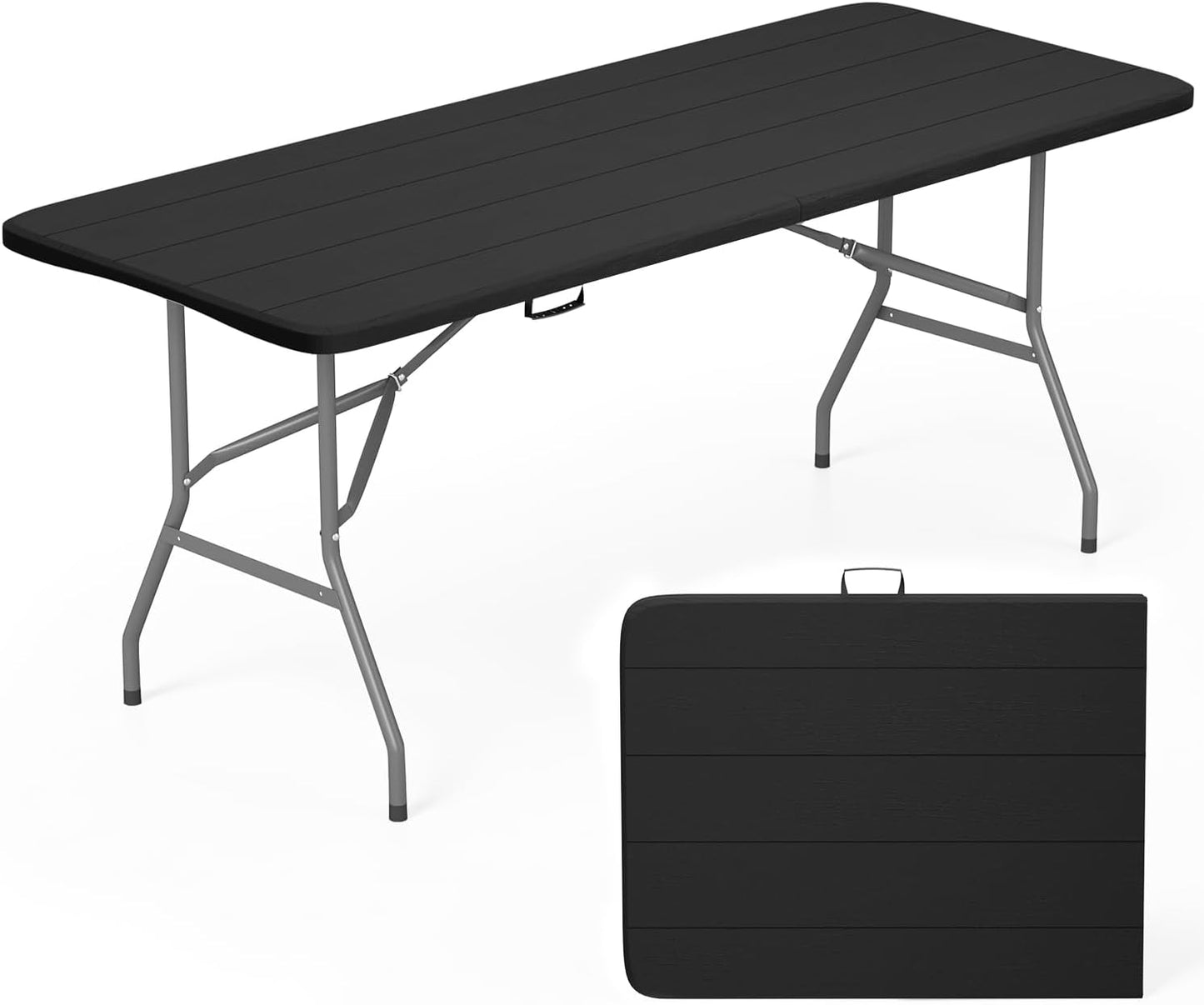 FDW Folding Half Portable Foldable Table for Parties Backyard Events (White, 6 FT 70 * 29) (White, 6 FT)