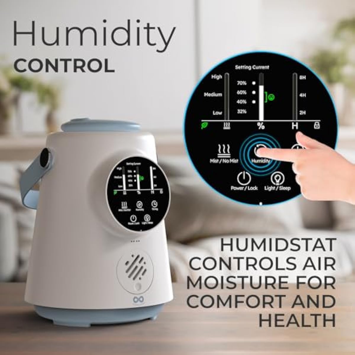 Everlasting Comfort 2.5L Top Fill Humidifier – Upgraded Easy to Clean 20HR Runtime Cool Mist Air Moisturizer for Bedroom, Home, Nursery & Large Room, Whisper-Quiet Soothing Hydration for Baby & Kids