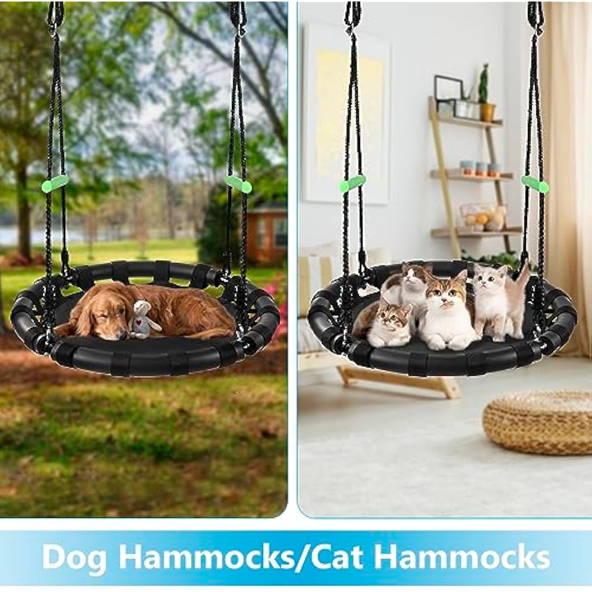 Tree Swing with PP Mat - Durable, Safe, and Easy to Install,Black Outdoor Saucer Swing,Flying Saucer Web Circle Swing for Yard Garden Playground Park (24 inches Diameter)