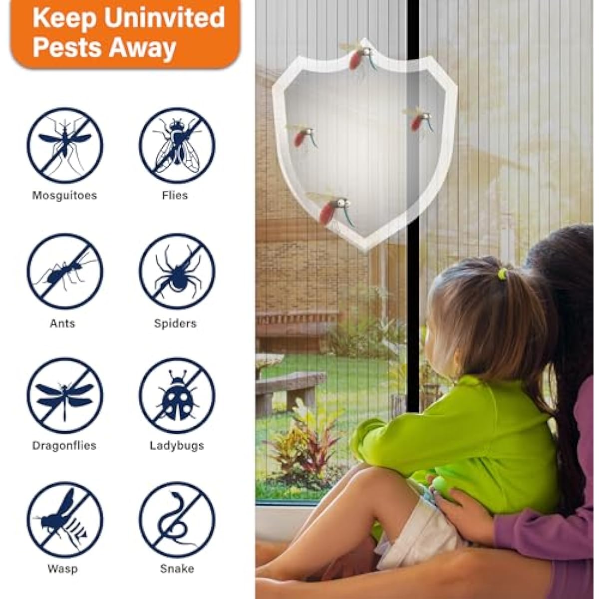 Mesh Screen with Magnetic Closure-Keeps Bugs Out Let Breeze in, Heavy Duty - Pet and Kid Friendly, Works with Front, Sliding Doors (38 x 82 Inch)