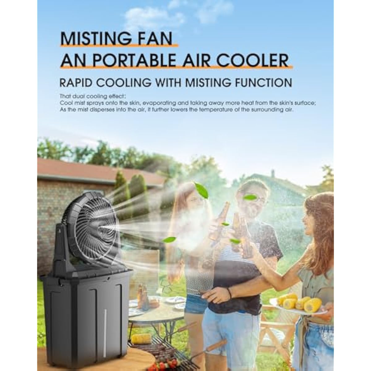 Ausic Portable Misting Fan - 9L Bucket, 10-inch Outdoor Fans for Patios/Camping/Beach/Golf etc., 20000mAh USB Rechargeable Battery Powered Floor Water Cooling Fan, 3 Strong Winds, 3 Spray Mister