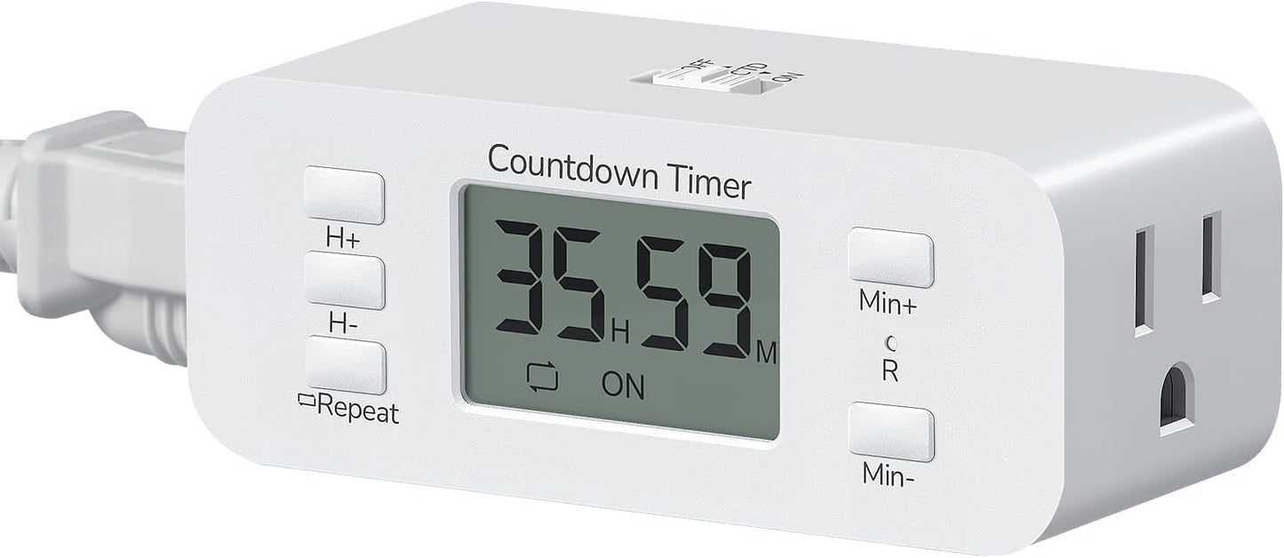 DEWENWILS 24 Hour Programmable Digital Timer Outlet, 2 Pack Timers for Electrical Outlets, Indoor Light Timers for Lamp Fan Aquarium, 2 Grounded Outlet, 125V/15A Resistive/1000W Tungsten, 3 Prong