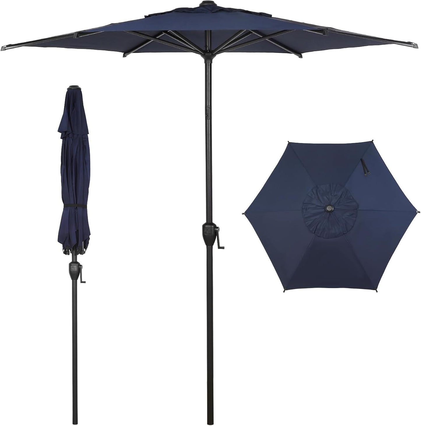Abba Patio 9FT Lyon Outdoor Patio Umbrella Outdoor Table Umbrella with Push Button Tilt and Crank Market Umbrella 8 Sturdy Ribs UV Protection Waterproof for Garden Deck Backyard Pool, Black & Ivory