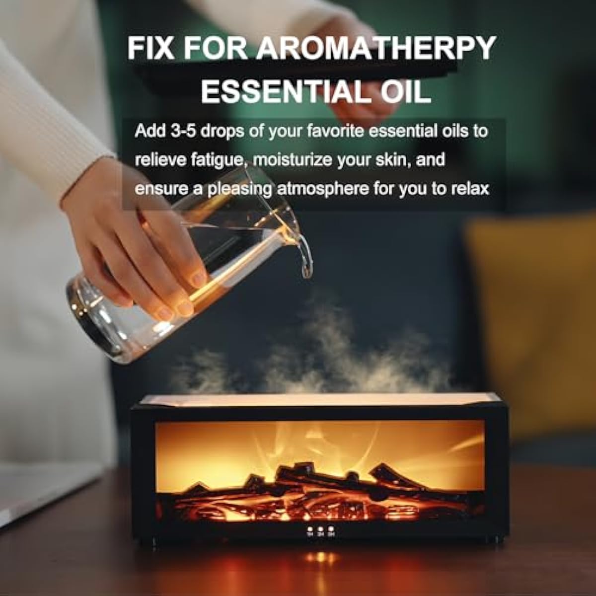 Fireplace Diffuser Humidifier,Fireplace Aromatherapy Essential Oil Diffuser, Ultrasonic Colorful Cool Mini Flame Fire Aroma Humidifier with Timer for Home,Bedroom,Office,Yoga