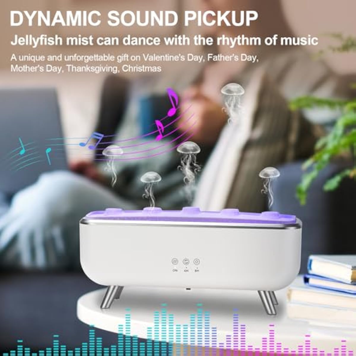 300ML Dynamic Jellyfish Diffuser: 5 Rings Dynamic Sound Pickup - Essential Oil Scent Volcano Diffuser Low Noise for Bedroom Office Hotel - Aromatherapy Aroma Humidifiers