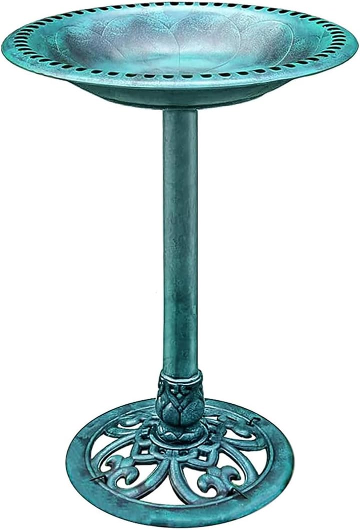 VIVOHOME Bird Bath for Outside, Polyresin Pedestal Bird Baths for Outdoor, Garden, 28 Inch Height Weather-Resistant Birdbaths with 20" Bowl, Copper
