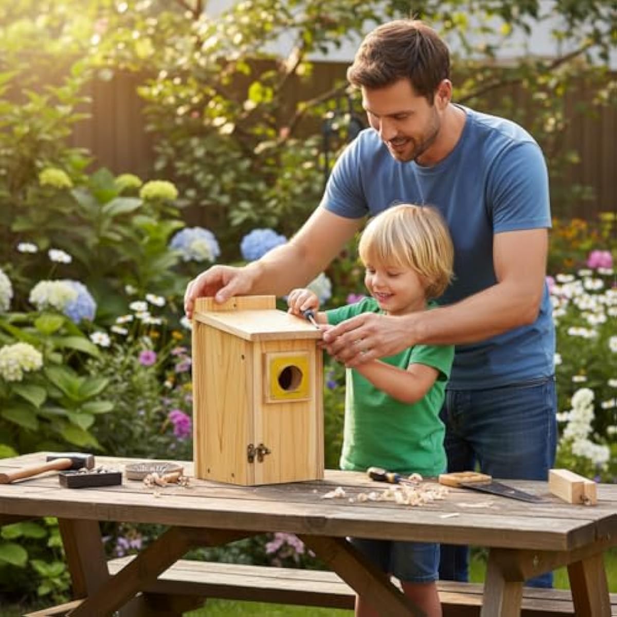 2 Pack Bird Houses for Outside Clearance with Copper Guard, Cedar Bird House Outdoor, Bluebird Finch Swallow Wren Chickadee Assembly Required，Lacquer Finished,Outdoor 5 Years Usage