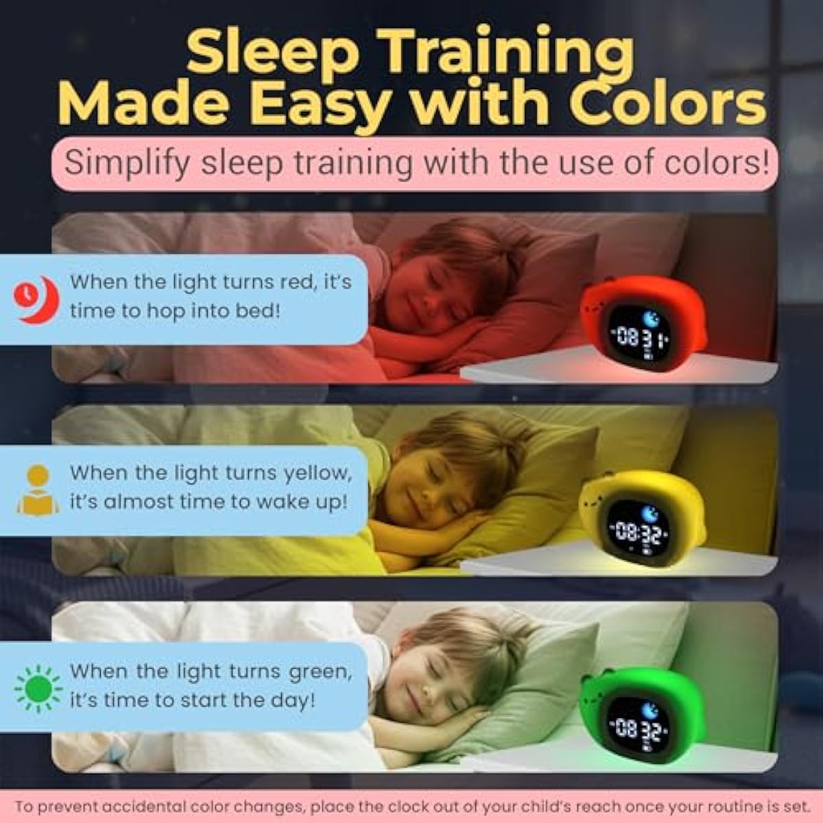 Bumble & Bright Kids Sleep Trainer with App Control - OK to Wake Clock for Kids Ages 4+, Color-Changing Night Light, Alarm & Sound Machine, Simple 1-Routine Setup, Free App, USB-C