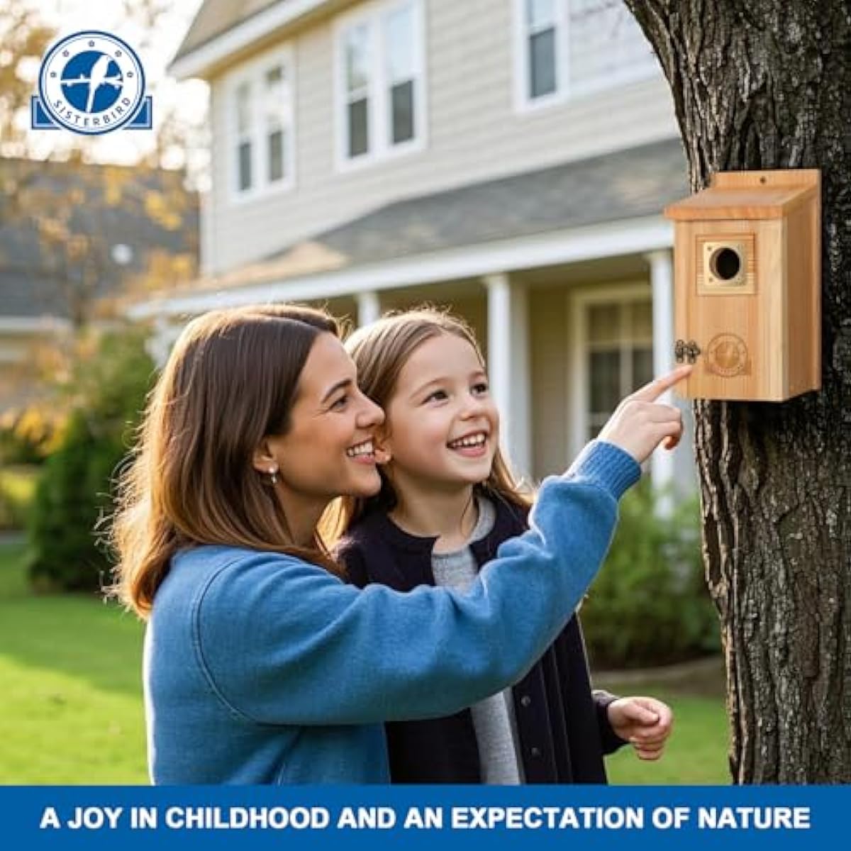 SISTERBIRD 2 Pack Bird Houses for Outside Clearance with Copper Guard, Cedar Bird House Outdoor, Bluebird Finch Swallow Wren Chickadee Assembly Required