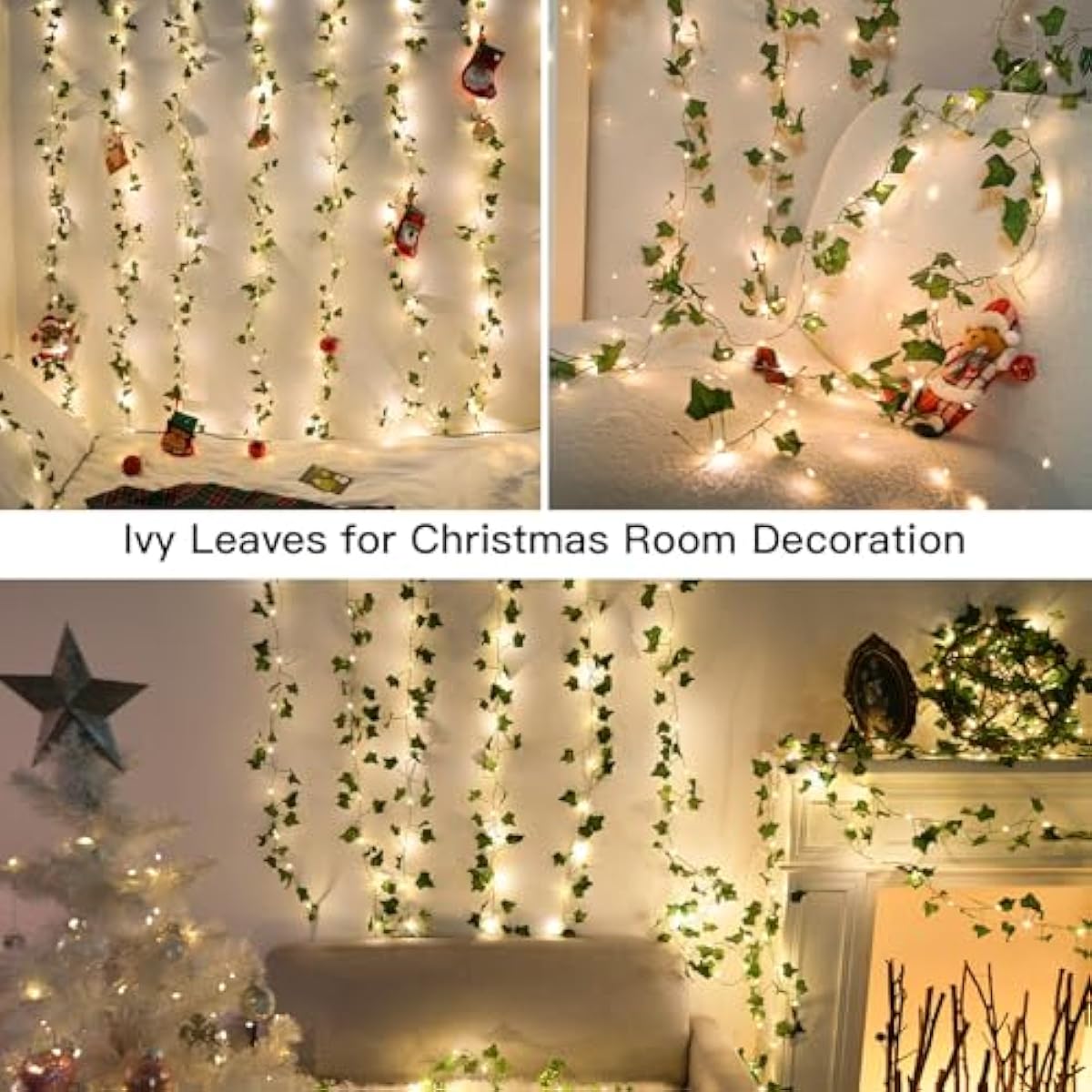 suddus Vines with Light for Bedroom, 200 LED Fairy Lights with Vines, Ivy Curtain Lights for Dorm, Wedding, Party, Wall, Indoor, Outdoor Decor, 6.5ft x 6.5ft