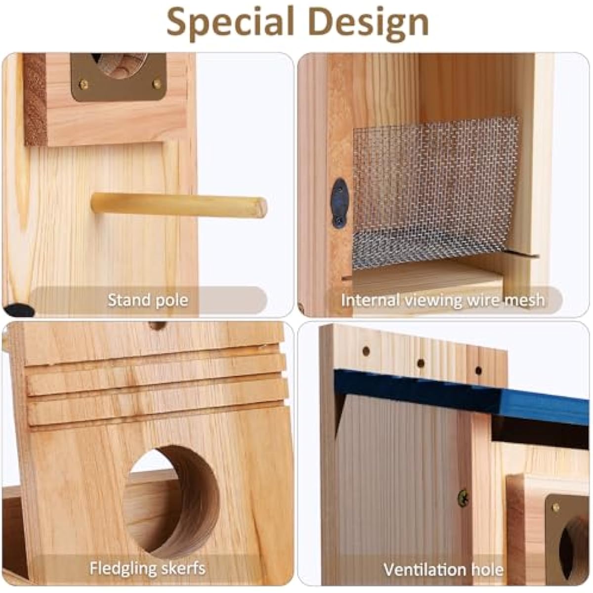 Bird Houses for Outside 2Pack with Copper Guard,Thicken Wooden Bluebird House Clearance Garden Country Cottages, Nesting Box for Finch Swallow Wren Chickadee Wild Bird Supplies, Easy to Assemble