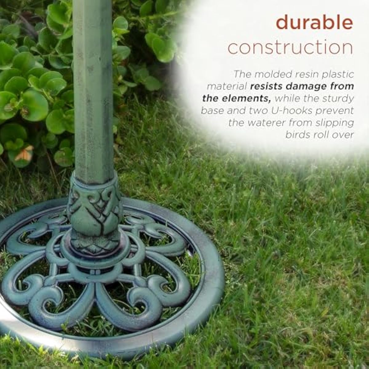Alpine Corporation 33" Tall Outdoor Lotus Birdbath Yard Statue, Stunning Garden Accent to Attract Birds - Durable Polypropylene Construction for Patio, Deck, or Yard, Green