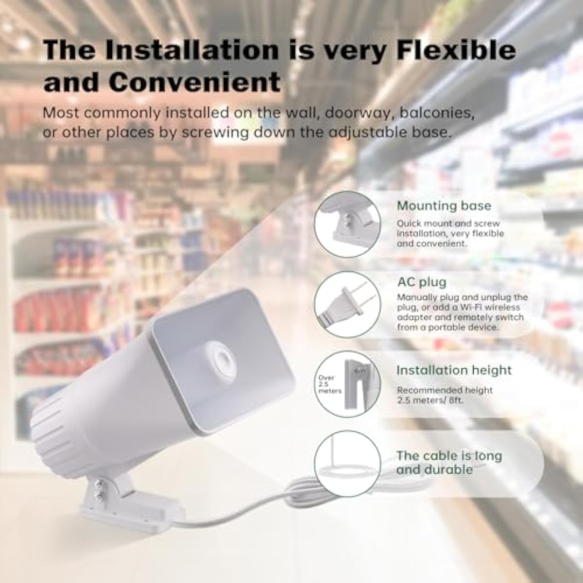 Nippon America High Decibel High Power Outdoor Alarm Security Siren (TC-S7545-110), Long Range, 80 Watts, 120 Decibels, Remotely Activate with Wi-Fi Socket (Sold Separately)