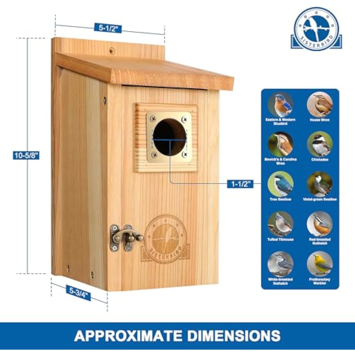 SISTERBIRD 2 Pack Bird Houses for Outside Clearance with Copper Guard, Cedar Bird House Outdoor, Bluebird Finch Swallow Wren Chickadee Assembly Required