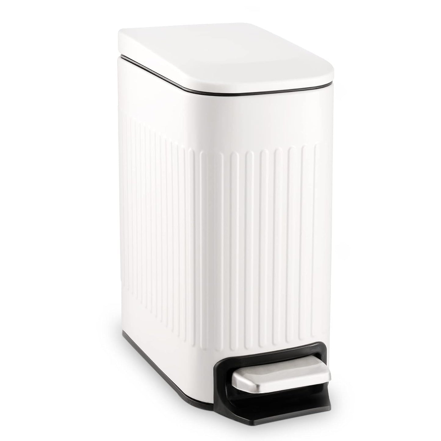 TrashAid Slim Bathroom Trash Can with Lid Soft Close, 6 Liter/1.6 Gallon Stainless Steel Small Garbage Can with Removable Inner Bucket, Step Pedal, Slim Wastebasket for Toilet, Office, Bedroom, Green