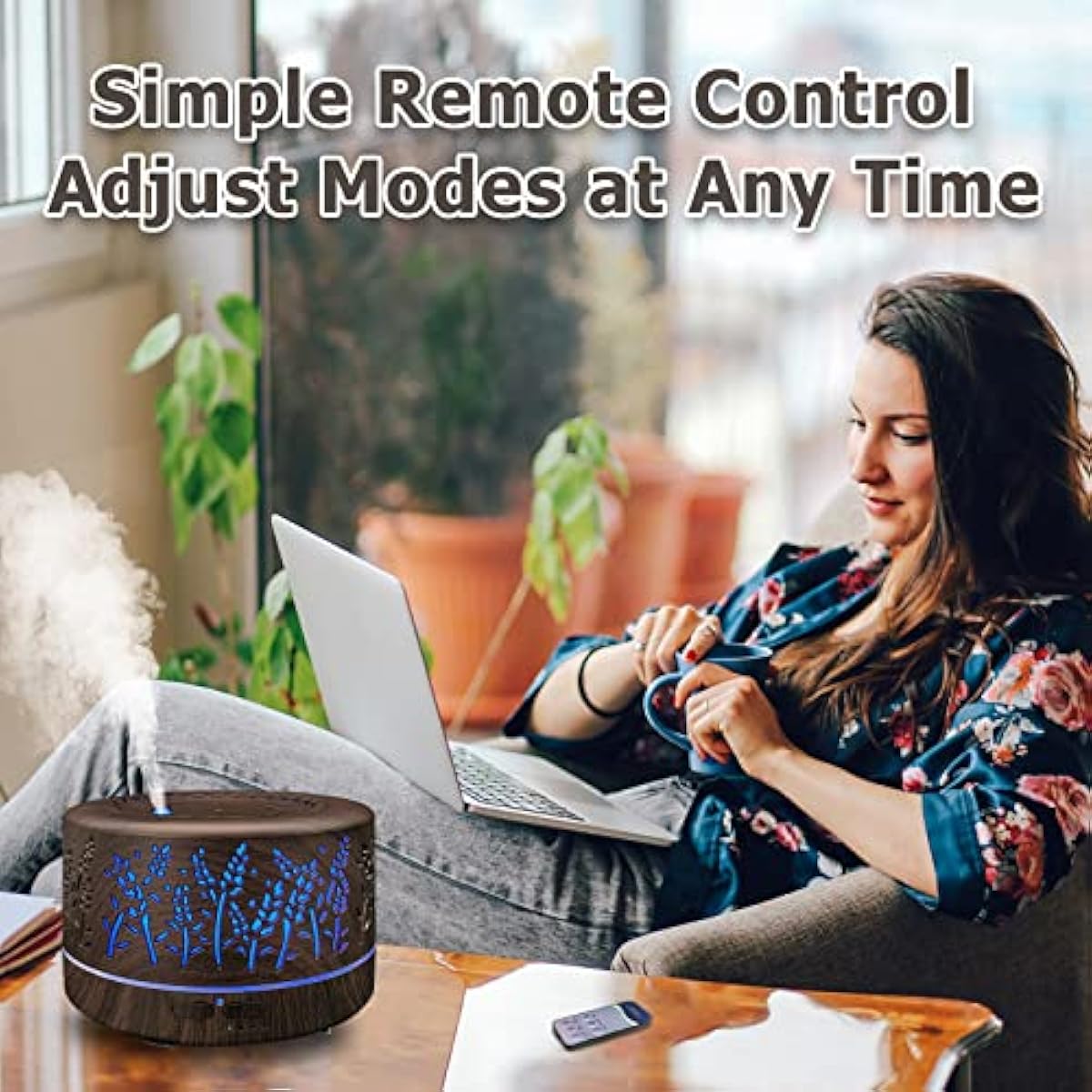 Diffusers for Essential Oils Large Room 600ml,Essential Oil Diffusers for Home with R/C,Cool Mist Humidifier,7 Colors Lights & 3 Mist Mode Waterless Auto Off for Office