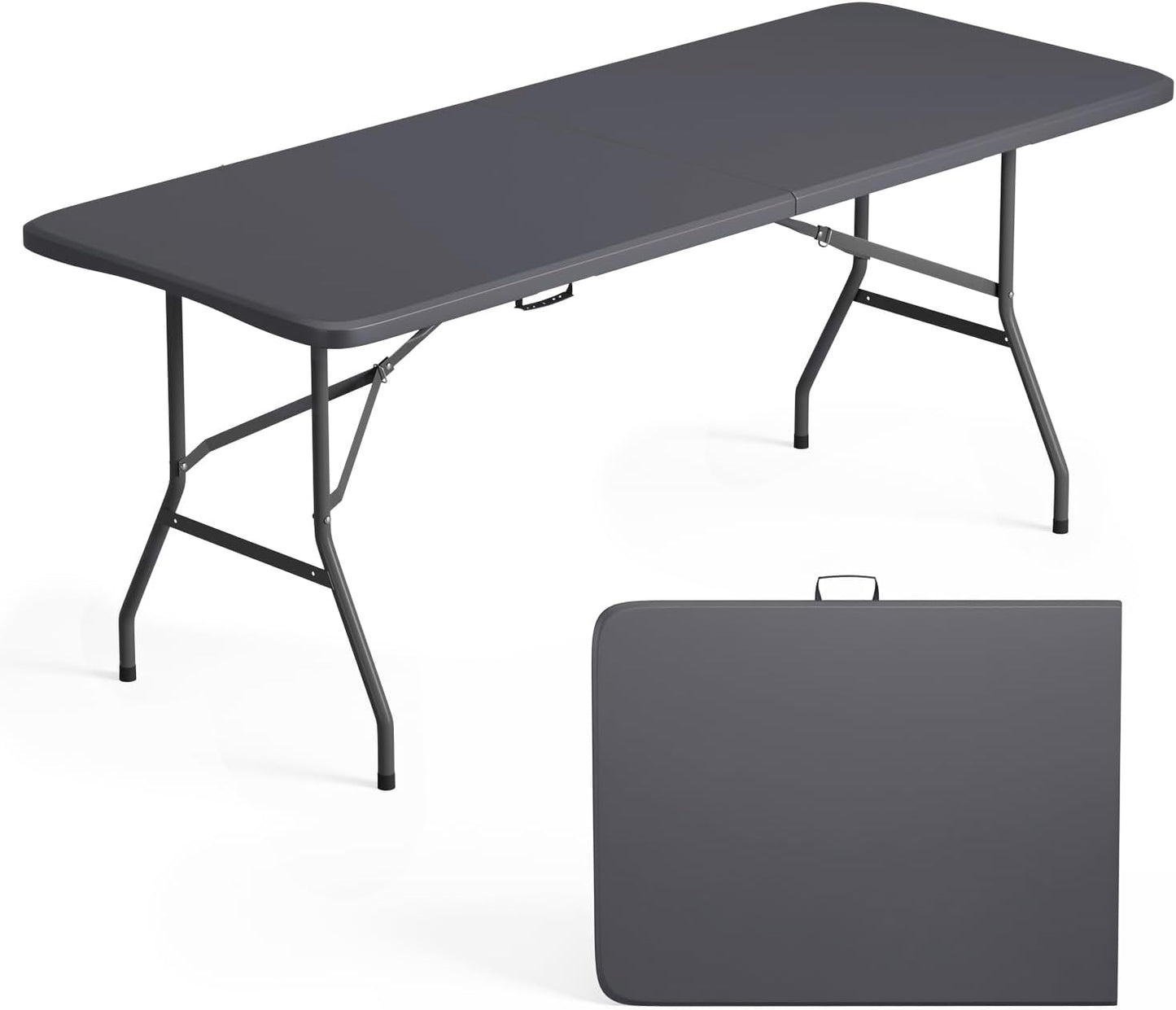 FDW Folding Half Portable Foldable Table for Parties Backyard Events (White, 6 FT 70 * 29) (White, 6 FT)