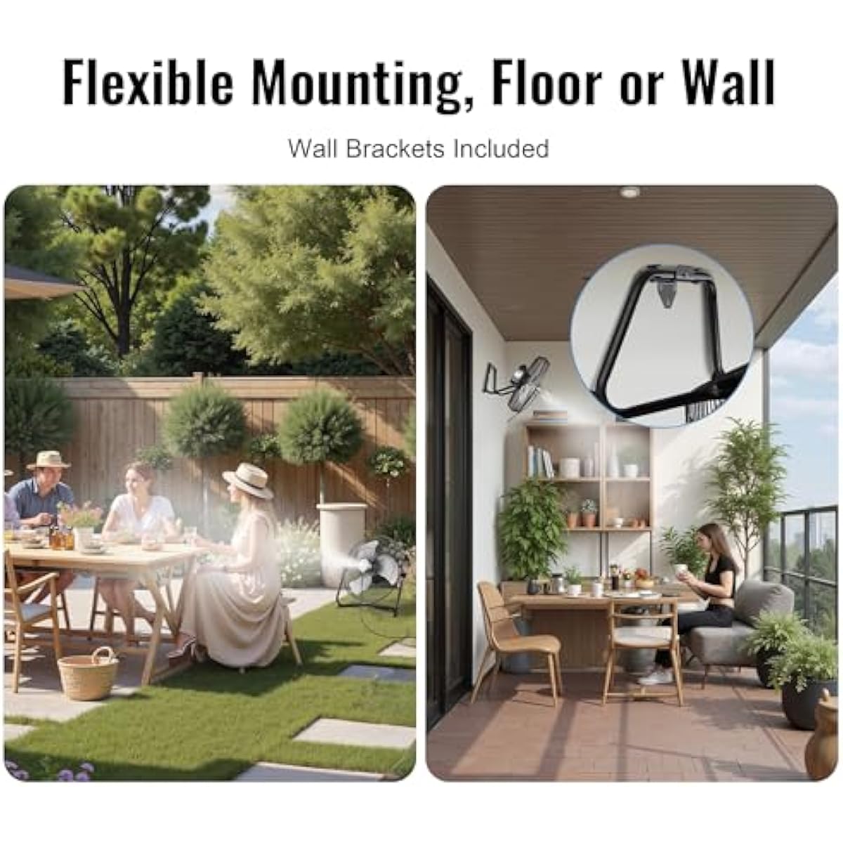 14" Misting Fan, Magnetic Misting Wall-Mounted Fans for Outside, Up to 26ft Cooling Mist, 2-in-1 Floor Industrial Fan Mister, 3-Speed, 180° Adjustable Tilt, Portable for Patio, Backyard