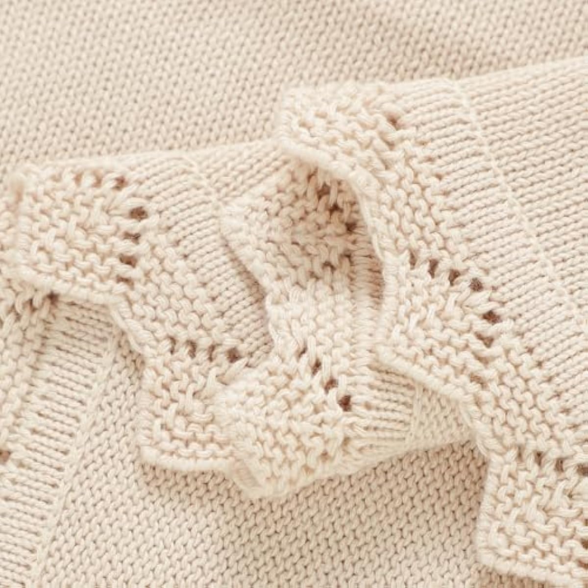 LAWKUL Baby Blanket 100% Traceable Cotton Knit Receiving Blankets Infant Swaddle for Newbron Boy Girls 40"x30" Beige Floral