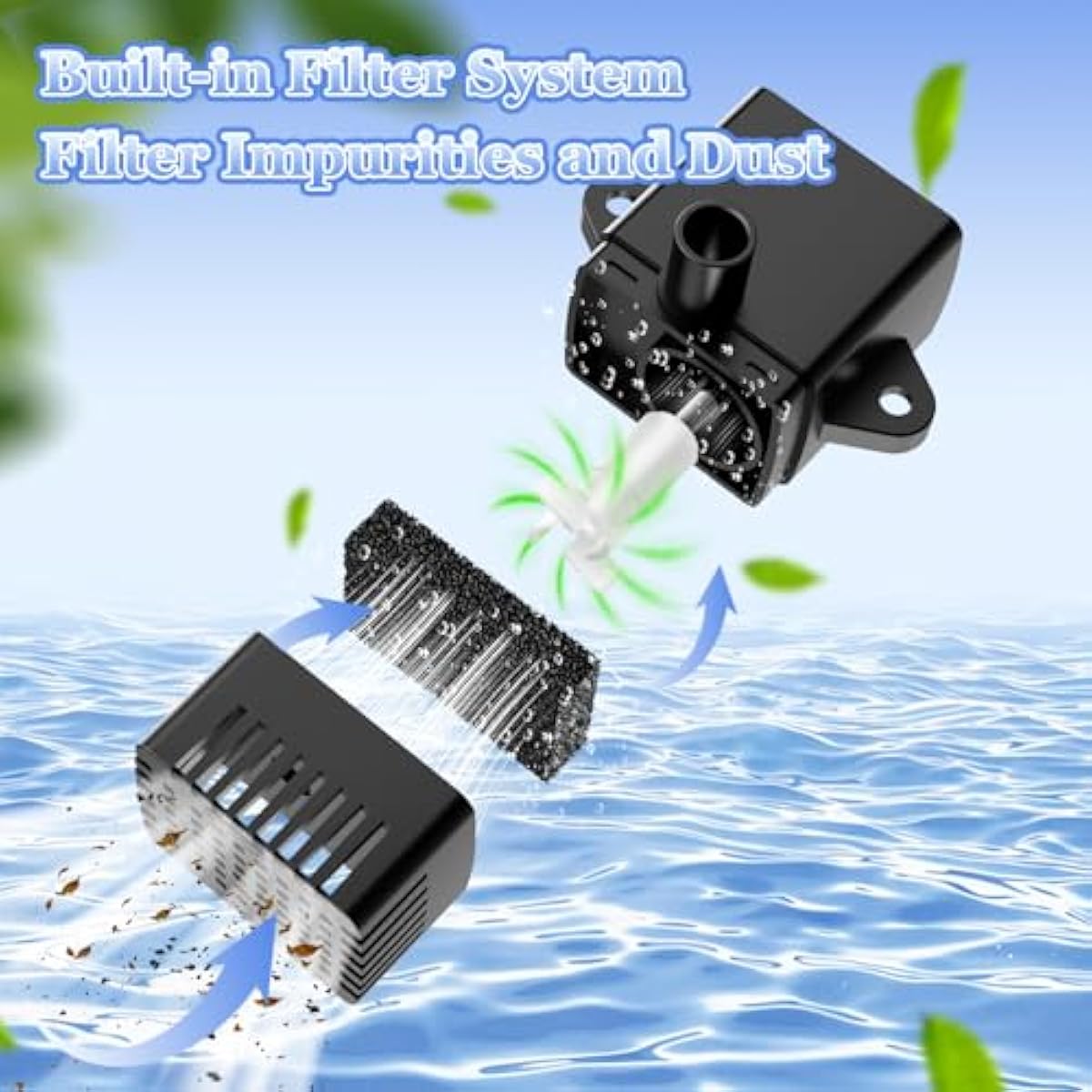 Yzert Solar Fountain with 2000mAh Battery & Innovative Indicator, 3.5W Glass Solar Water Fountain Pump Works in Cloudy Day with 7 Nozzles for Bird Baths, Gardens, Ponds, Pools, Outdoors (Black)