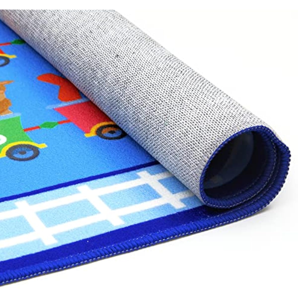 HiiARug Kids Carpet Playmat Rug ABC Alphabet, Numbers, Train and Road Themed Playing Educational Classroom Rug Fun Game Play Area Rug for Kids Bedroom, Toddler Classroom and Baby Playroom Decor