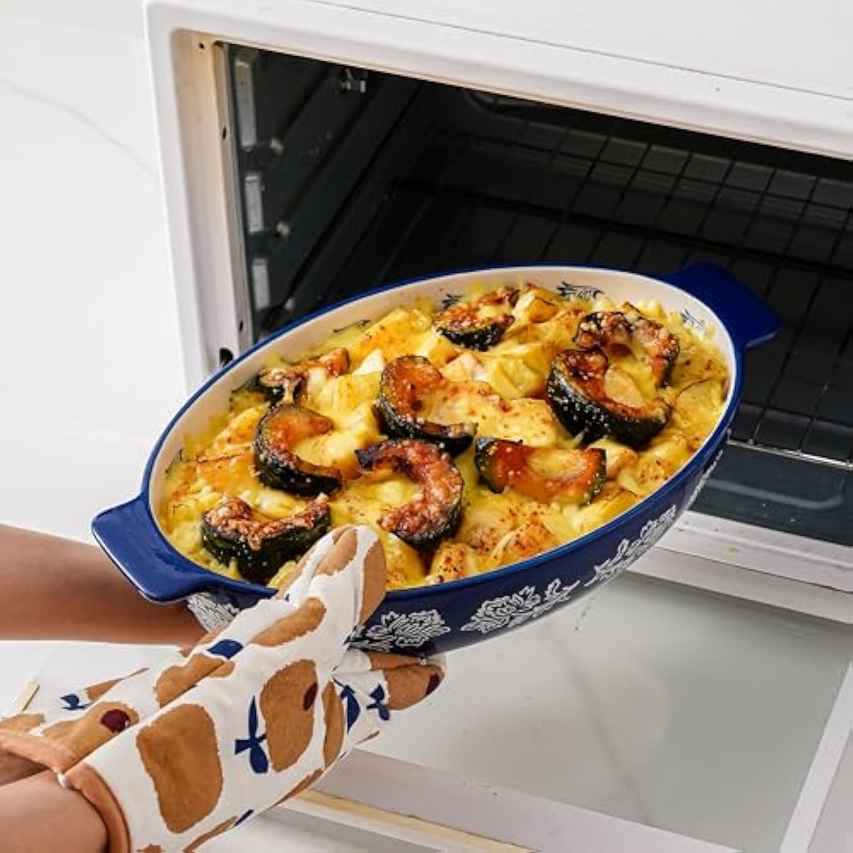 Wisenvoy Casserole Dish Baking Dish Ceramic Au Gratin Baking Dish Lasagna Pan Oval Casserole Dishes for Oven