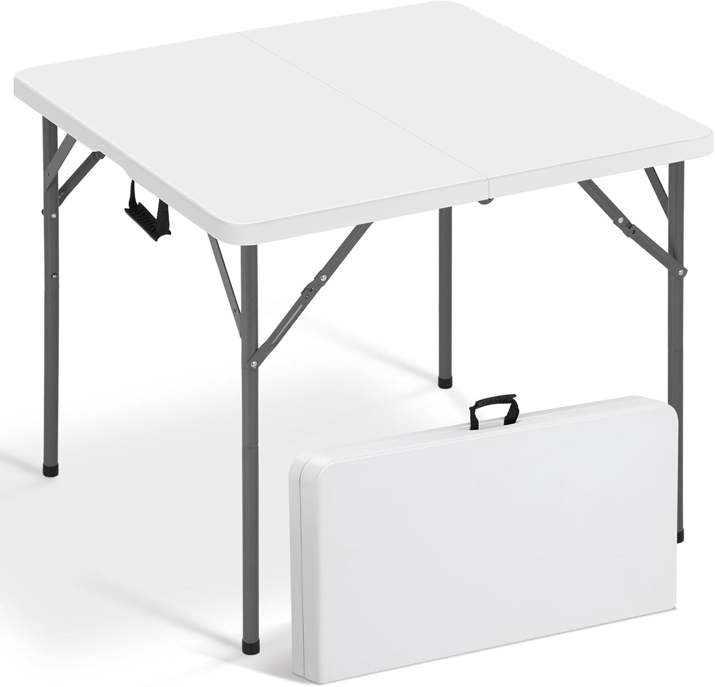 6ft Folding Table - Heavy Duty Portable 6 Foot Plastic Table with Fold-in-Half Design & Carry Handle, Indoor Outdoor Utility Table for Dining, Camping, Parties, Picnics, Tailgating (6FT, Black) ﻿
