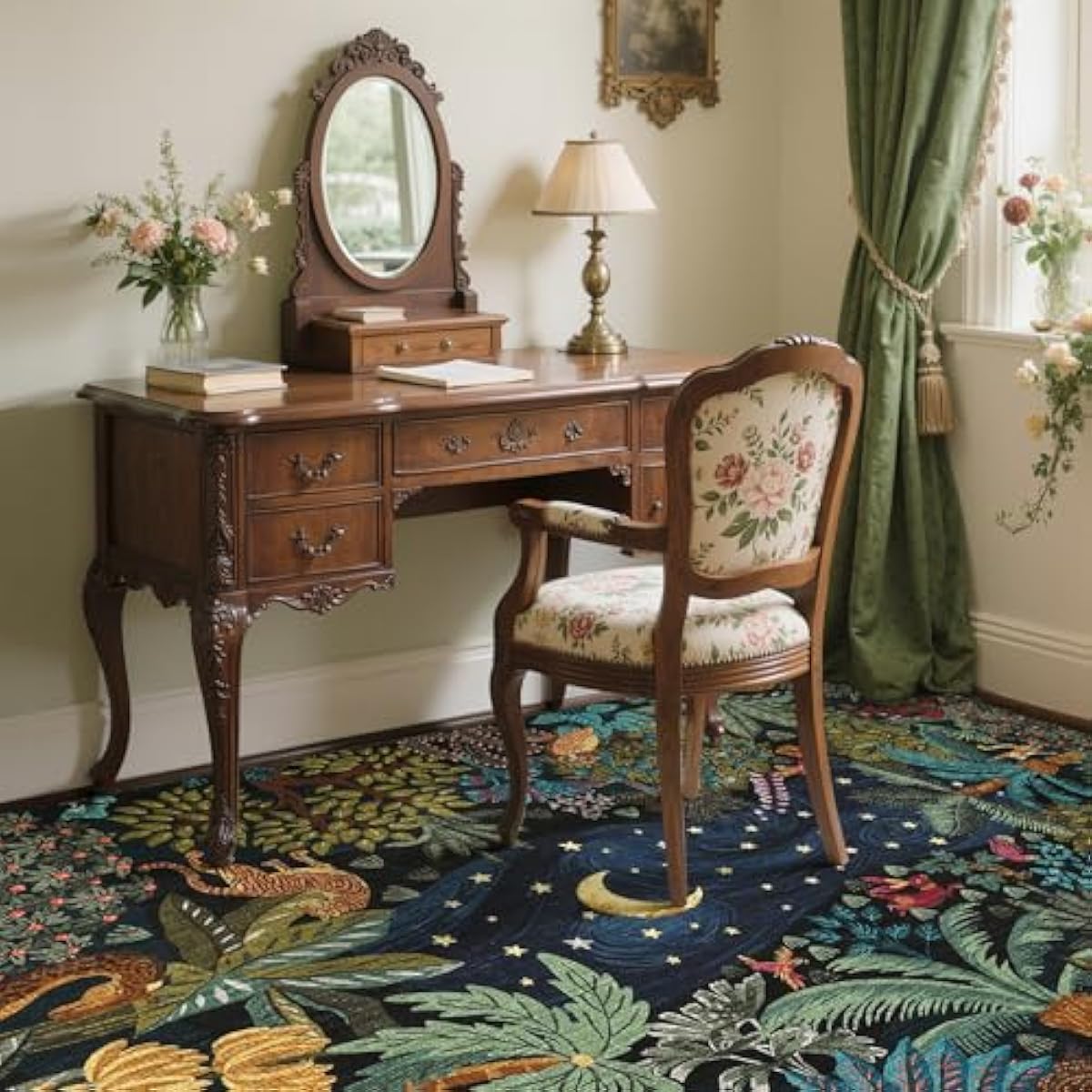 GarveeHome 4x6 Washable Area Rug for Kids Room, Jungle Animal Soft Bedroom Rug Non Slip Low Pile Small Carpet Stain Resistant Throw Rug for Bedside Playroom Classroom Office Dining Room