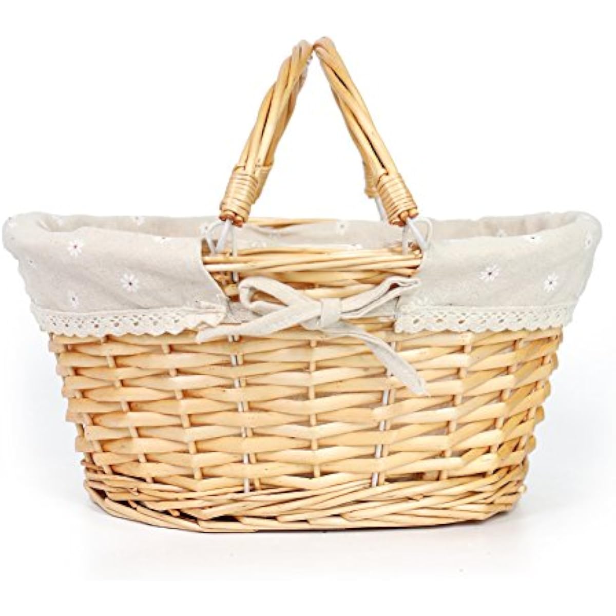 Wicker Basket Gift Baskets Empty Oval Willow Woven Picnic Basket Easter Candy Basket Storage Basket Wine Basket with Handle Egg Gathering Wedding Basket (Natural)