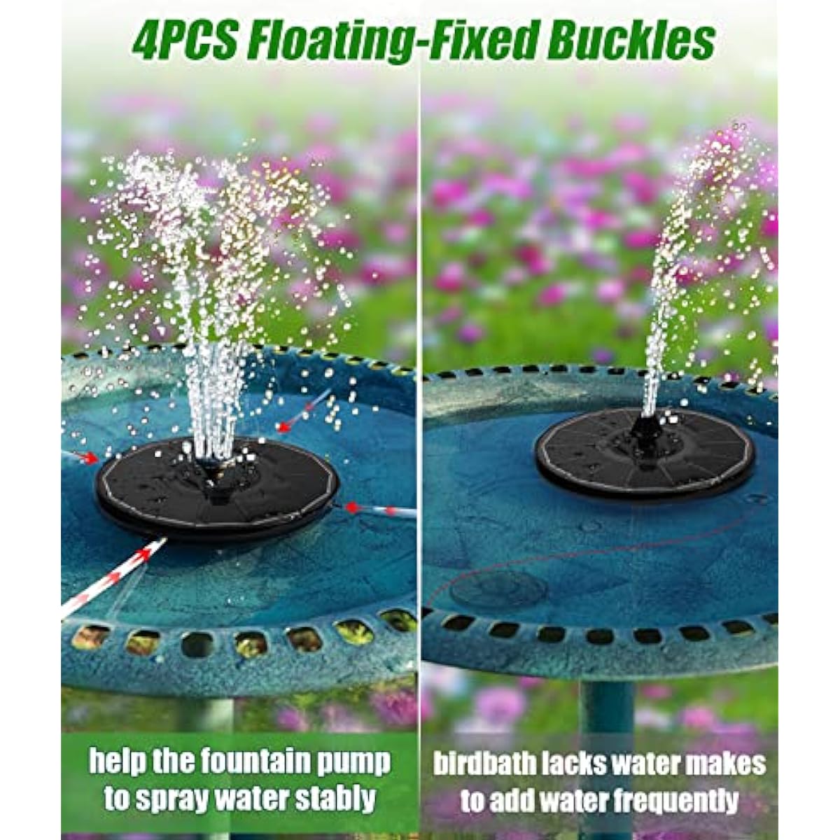 SZMP Solar Water Fountain Upgraded 100% Glass Panel, 3.5W Solar Powered Fountains Built-in 2000 Battery with 7 Nozzle & 4 Fixer, Solar Fountain Pump for Bird Baths, Pond, Outdoor