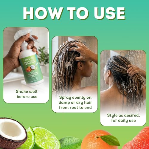 Loc Moisturizing Spray - Locsanity Grapefruit Coconut Lime Daily Hydrating Mist for Locs Dreads & Braids - Rosewater Scalp Moisturizer - 8 fl oz